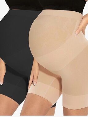 Maternity Seamless Support Shorts - Black & Nude
